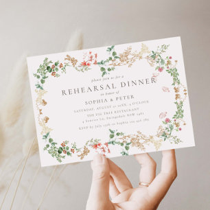 Elegante Wildblumen-Hochzeitsprobe-Abendessen