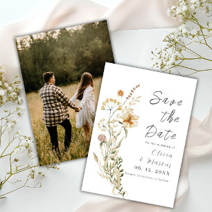 Elegante Wildblumen Modernes Foto Fall Save The Date