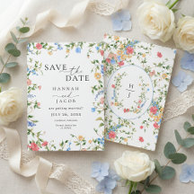 Elegante Wildblumen-Monogramm-Hochzeit