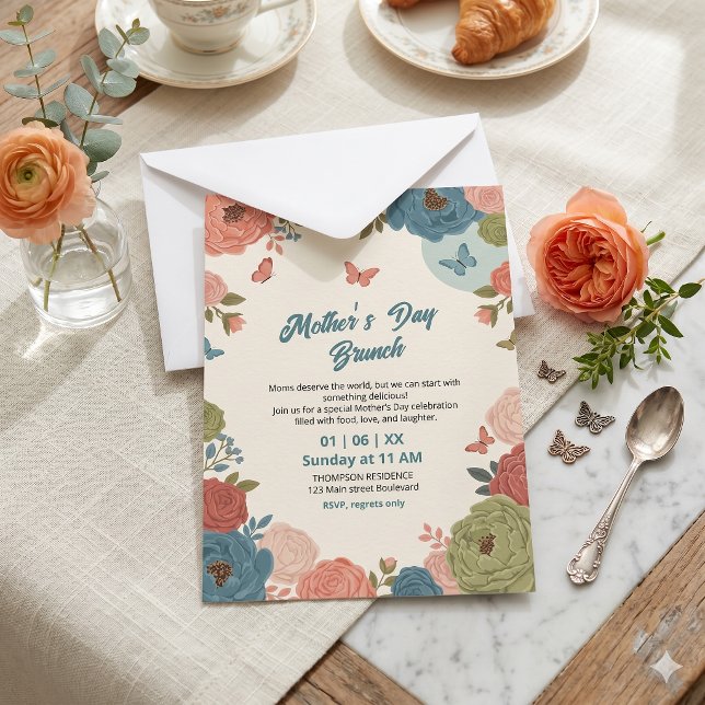 Elegante Wildblumen-Muttertags-Brunch-Einladung  Einladung (Von Creator hochgeladen)