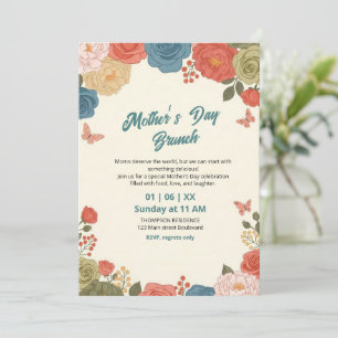 Elegante Wildblumen-Muttertags-Brunch-Einladung Einladung