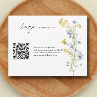Elegante Wildblumen-QR-Code-Hochzeits-RSVP-Karte RSVP Karte