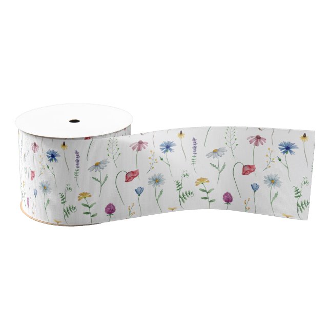 Elegante Wildblumen Ripsband (Spule)