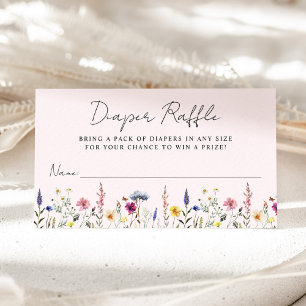 Elegante Wildblumen-Rosa-Baby-Shower-Windel-Raffle Begleitkarte