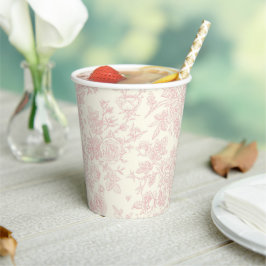 Elegante Wildblumen Rose Rosa Hochzeit Pappbecher