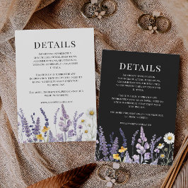 Elegante Wildblumen-Rustikal-Schwarze Hochzeit Begleitkarte