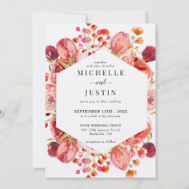 Elegante Wildblumen | Rustikale Foto-Hochzeit Einladung