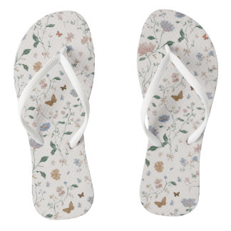 Elegante Wildblumen- & Schmetterlings-Toile-De-Jou Flip Flops