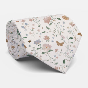Elegante Wildblumen- & Schmetterlings-Toile-De-Jou Krawatte