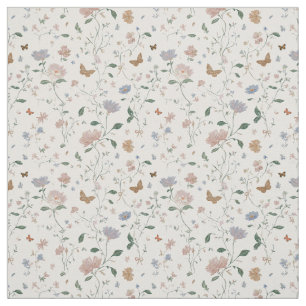 Elegante Wildblumen- & Schmetterlings-Toile-De-Jou Stoff
