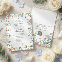 Elegante Wildblumen-Sommer-QR-Code-RSVP-Hochzeit