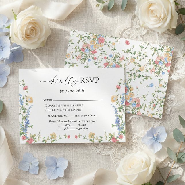 Elegante Wildblumen-Sommerhochzeit RSVP Karte (Von Creator hochgeladen)