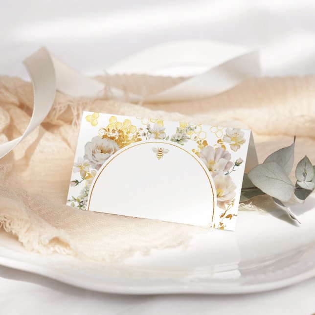 Elegante Wildblumen stolpern über Bienen Platzkarte (Von Creator hochgeladen)