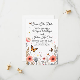 Elegante Wildblumen und Schmetterlinge Save The Da Date