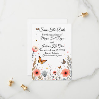 Elegante Wildblumen und Schmetterlinge - Termin vo Save The Date