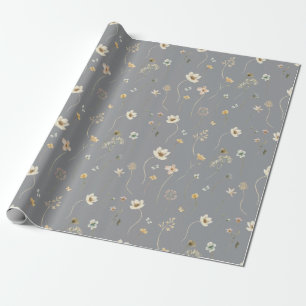 Elegante Wildblumen Wasserfarben, braun grau Geschenkpapier
