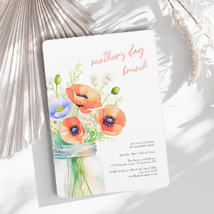 Elegante Wildblumen-Wasserfarben-Muttertags-Brunch Einladung