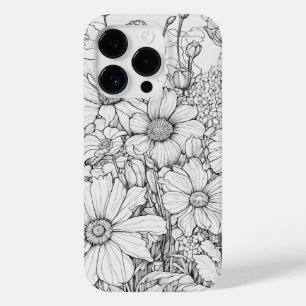 Elegante Wildblumen, weiß und schwarz Case Mate