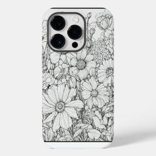 Elegante Wildblumen, weiß und schwarz Case Mate iPhone 14 Pro Hülle