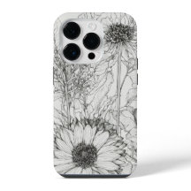 Elegante Wildblumen, weiß und schwarz Case Mate