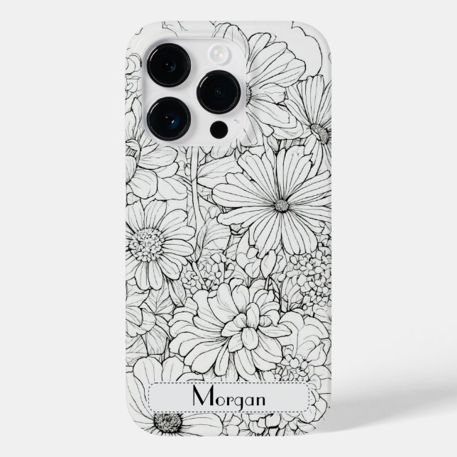 Elegante Wildblumen weiß und schwarz Case-Mate iPhone Hülle (Rückseite)