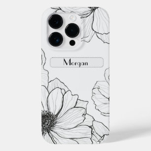 Elegante Wildblumen weiß und schwarz Case-Mate iPhone 14 Pro Hülle