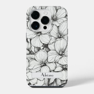 Elegante Wildblumen weiße und schwarze Case-Mate iPhone 14 Pro Hülle