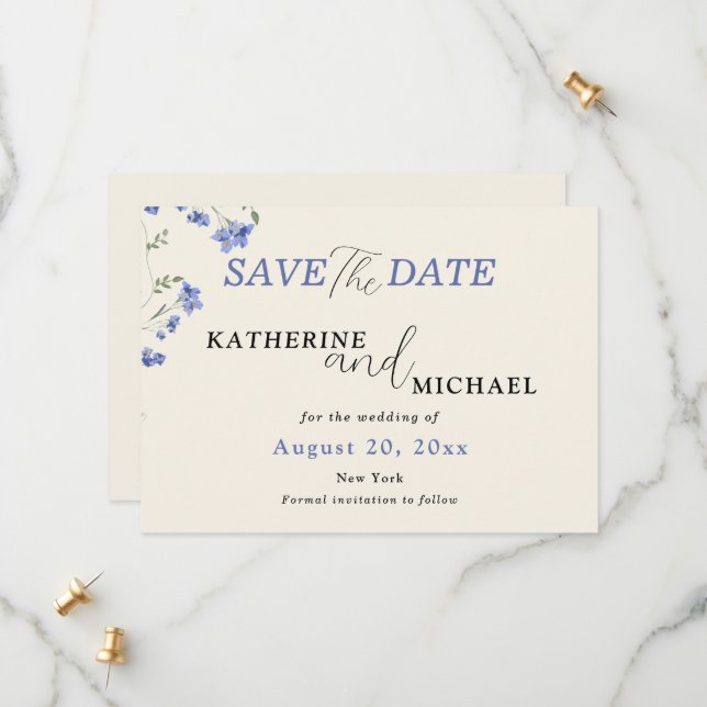 Elegante Wildblumen Wiese Hochzeit Save The Date (Vorderseite/Rückseite Beispiel)