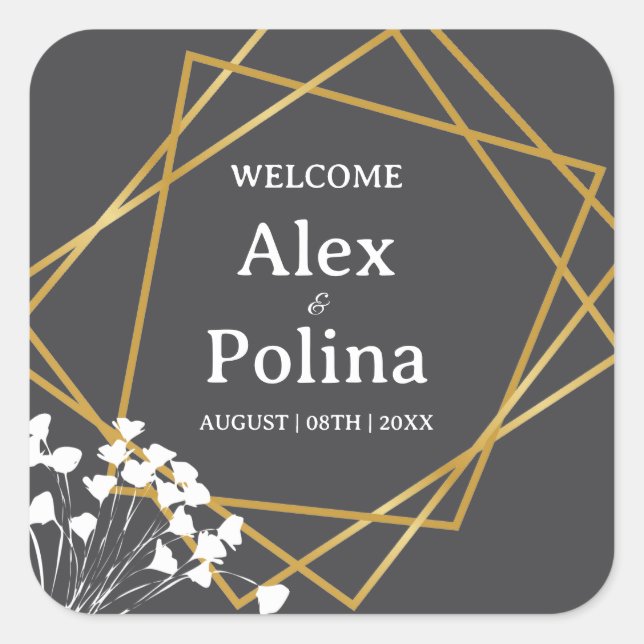 Elegante Wildblumen Willkommen im Rahmen Quadratischer Aufkleber (Vorderseite)