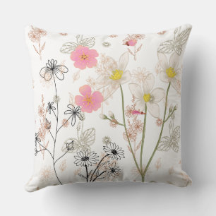Elegante Wildblumen-Wurfkissen – Minimalistische F Kissen