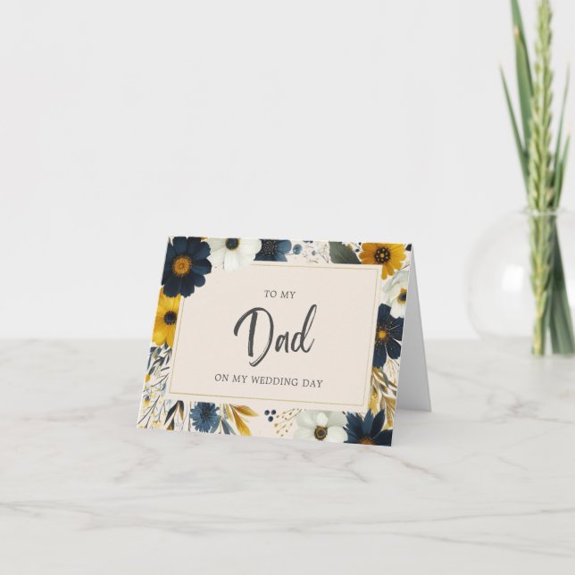 Elegante Wildblumen zu meinem Vater Beige Hochzeit Karte (Vorderseite)
