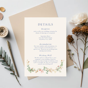 Elegante Wildblumengarten-Blumenbeilagekarte Begleitkarte
