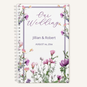 Elegante Wildblumengarten-Hochzeit Notizbuch