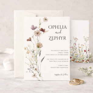 Elegante Wildblumenhochzeit Einladung