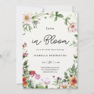 Elegante Wildblumenliebe in voller Blüte Brautpart Einladung