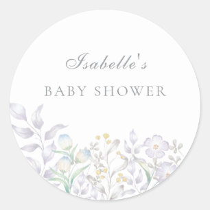 Elegante Wildblumenwiese-Baby-Party Runder Aufkleber