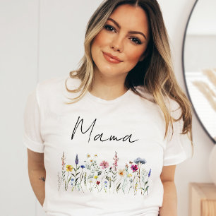 Elegante Wildblumenwiese Mama Baby Shower T-Shirt