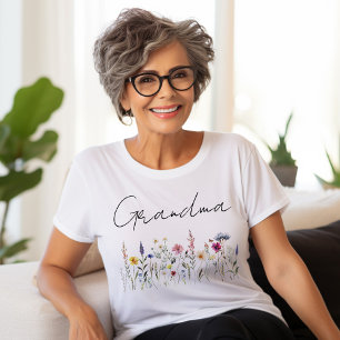 Elegante Wildblumenwiese Oma Baby Shower T-Shirt