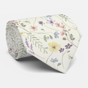 Elegante Wildblumenwiese Pastell Elfenbein Krawatte