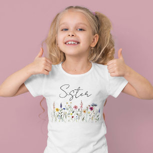 Elegante Wildblumenwiese-Schwester-Baby-Party T-Shirt