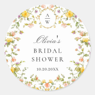 Elegante Wilde Blume Hochzeit Runder Aufkleber
