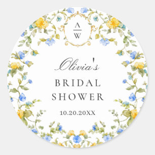 Elegante Wilde Blume Hochzeit Runder Aufkleber