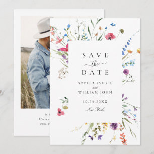 Elegante Wilde Blume Hochzeit Save The Date
