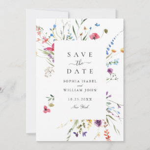 Elegante Wilde Blume Hochzeit Save The Date