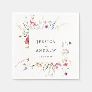 Elegante Wilde Blume Hochzeit Serviette