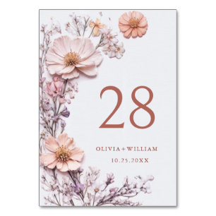 Elegante Wilde Blume Hochzeit Tischnummer