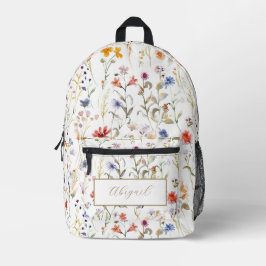 Elegante wilde Blume in Aquarellen Bedruckter Rucksack