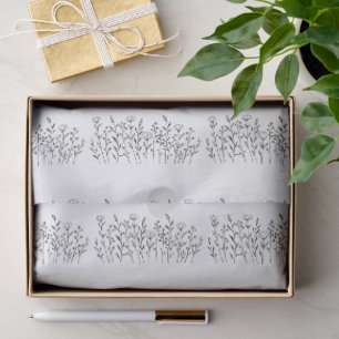 Elegante wilde Blumenlinie Kunst Minimalistisch  Seidenpapier