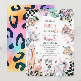 Elegante Wilde Kindersafaris in Wasserfarbe 3Th B Einladung