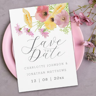 Elegante wilde Pink-und-Gelb-Hochzeit Save The Date